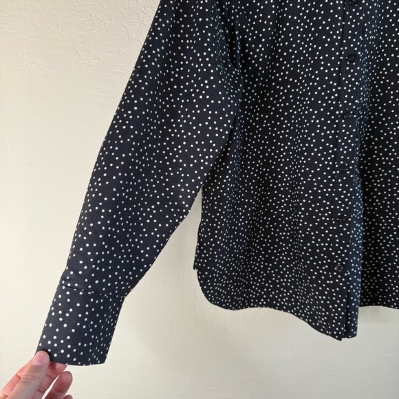 Chico's No-Iron Black and White Polka Dot Shirt Size 12 - Picture 4 of 8